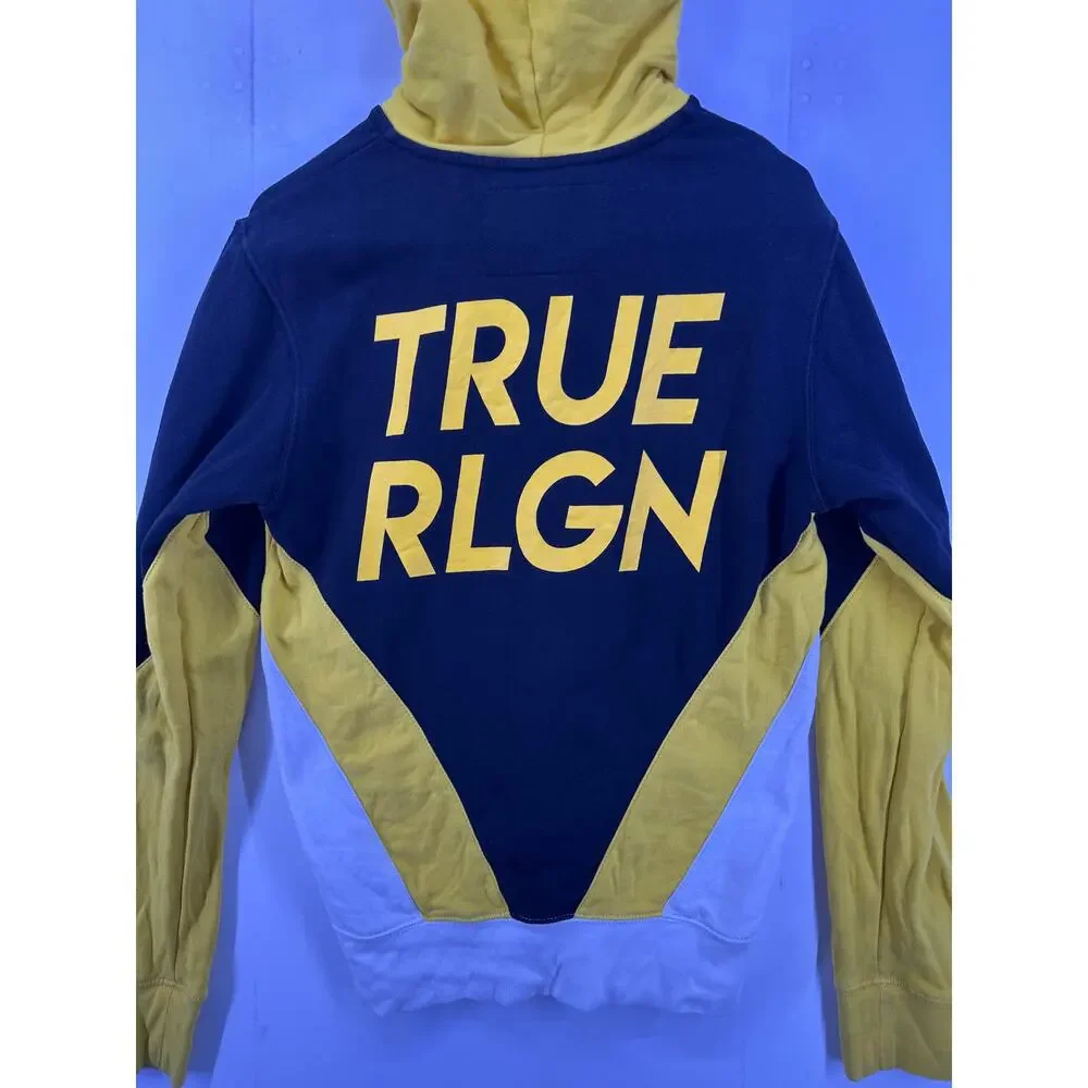 True Religion Black and Yellow Zip Up Hoodie Size Small